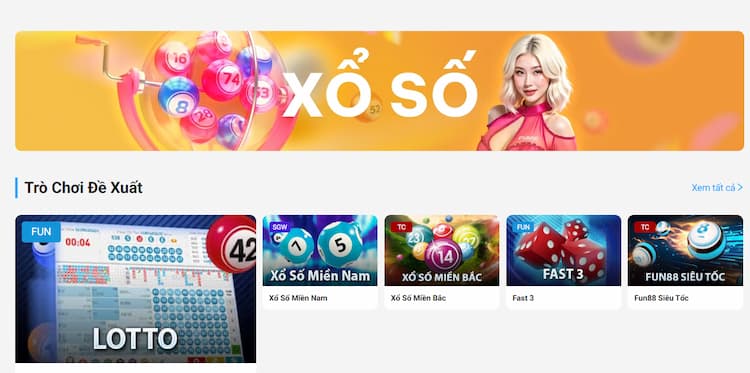 Chọn sảnh xổ số Fun88