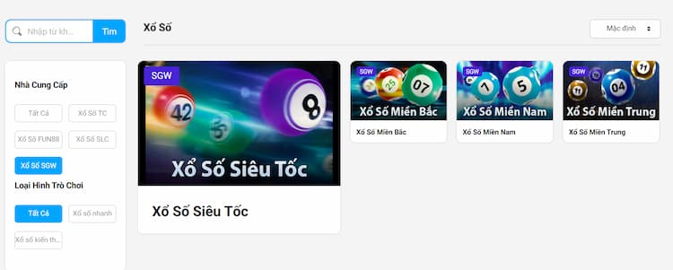 Sảnh xổ số SGW